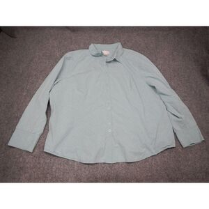 CJ Banks Button Up Shirt Women's Plus Size 3X Light Blue Long Sleeve 100% Cotton